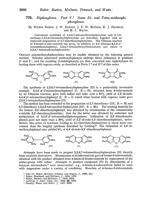 776. Biphenylenes. Part V. Some di- and tetra-methoxybi-phenylenes