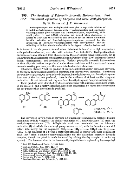 795. The synthesis of polycyclic aromatic hydrocarbons. Part IV. Convenient syntheses of chrysene and three methylchrysenes