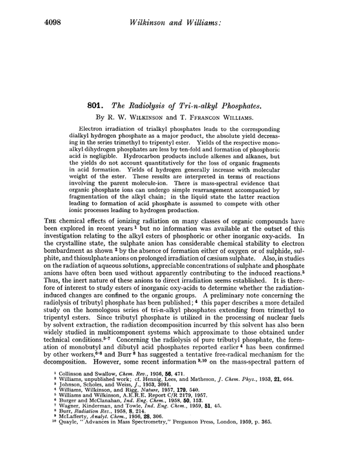 801. The radiolysis of tri-n-alkyl phosphates