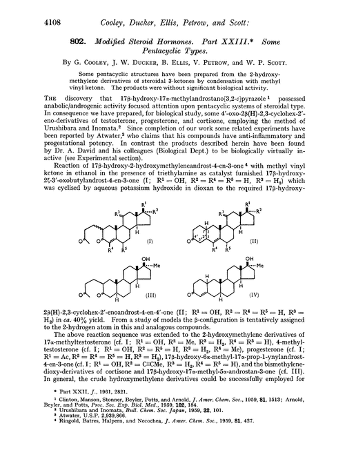 802. Modified steroid hormones. Part XXIII. Some pentacyclic types