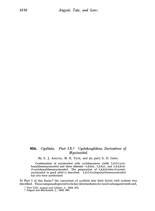 804. Cyclitols. Part IX. Cyclohexylidene derivatives of myoinositol