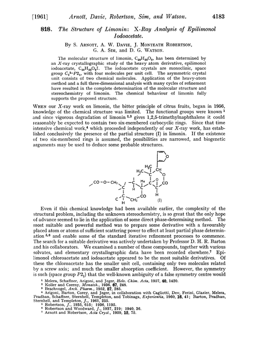 818. The structure of limonin: X-ray analysis of epilimonol iodoacetate