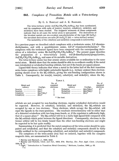 841. Complexes of transition metals with a tetra-tertiary arsine