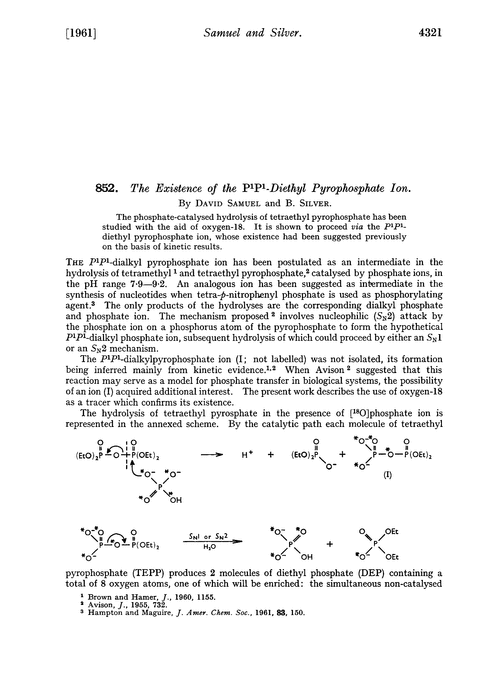 852. The existence of the P1P1-diethyl pyrophosphate ion