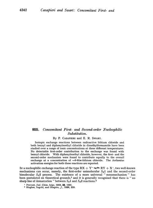 855. Concomitant first- and second-order nucleophilic substitution