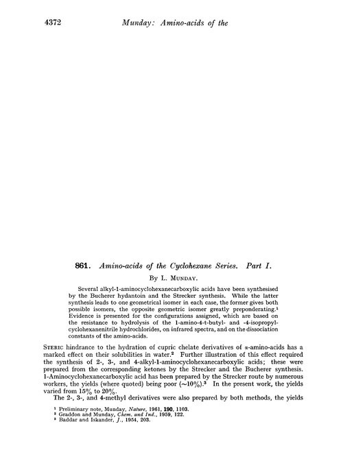 861. Amino-acids of the cyclohexane series. Part I