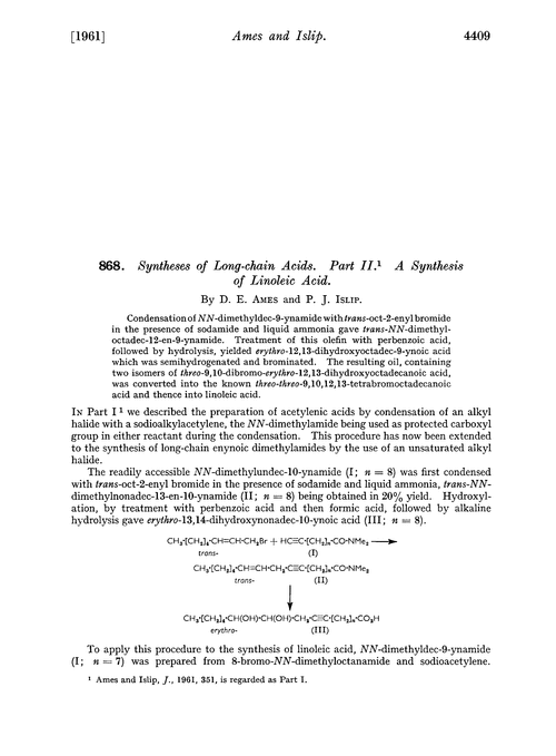 868. Syntheses of long-chain acids. Part II. A synthesis of linoleic acid