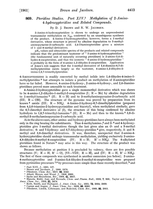 869. Pteridine studies. Part XIV. Methylation of 2-Amino-4-hydroxypteridine and related compounds