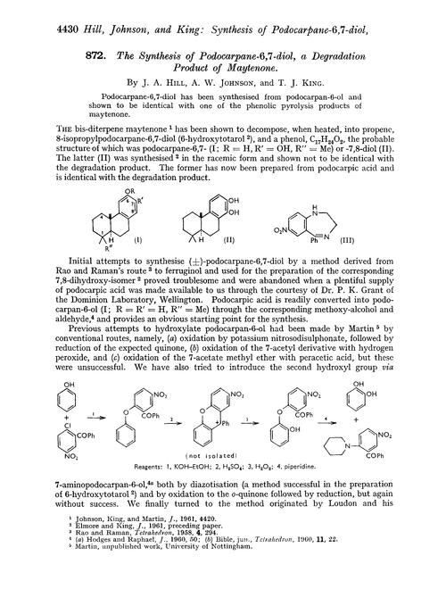 872. The synthesis of podocarpane-6,7-diol, a degradation product of maytenone