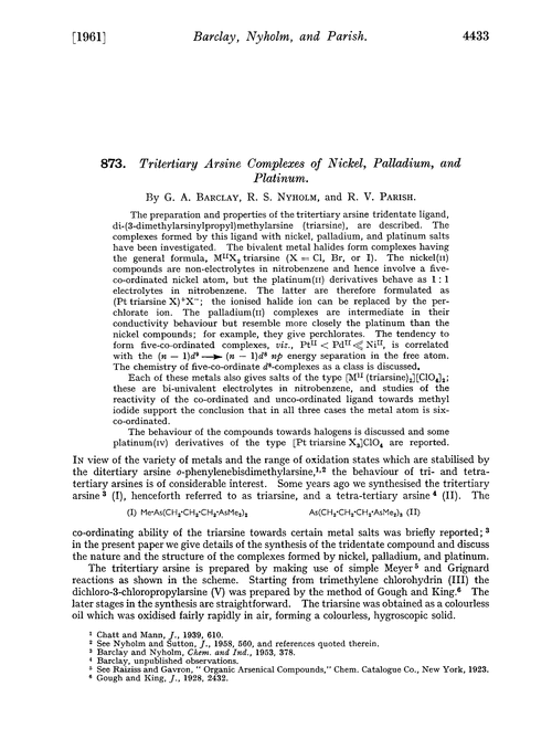 873. Tritertiary arsine complexes of nickel, palladium, and platinum