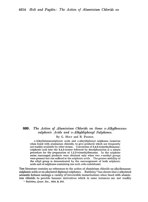 889. The action of aluminium chloride on some o-alkylbenzene-sulphonic acids and o-alkyldiphenyl sulphones