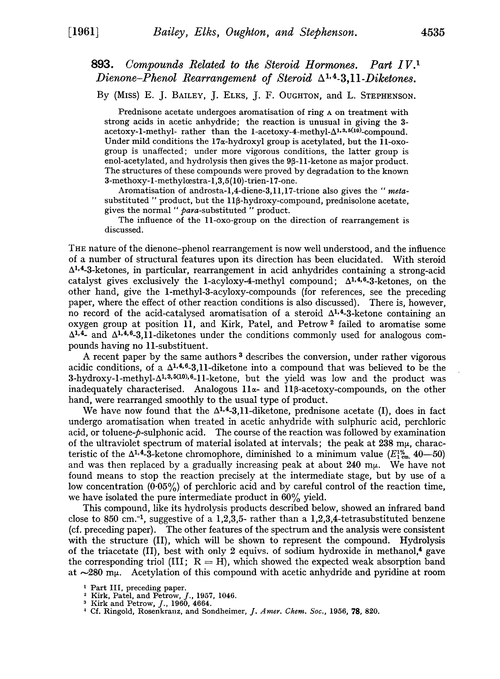 893. Compounds related to the steroid hormones. Part IV. Dienone–phenol rearrangement of steroid Δ1,4-3,11-diketones