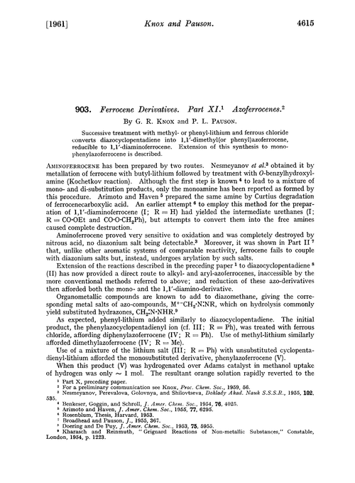 903. Ferrocene derivatives. Part XI. Azoferrocenes