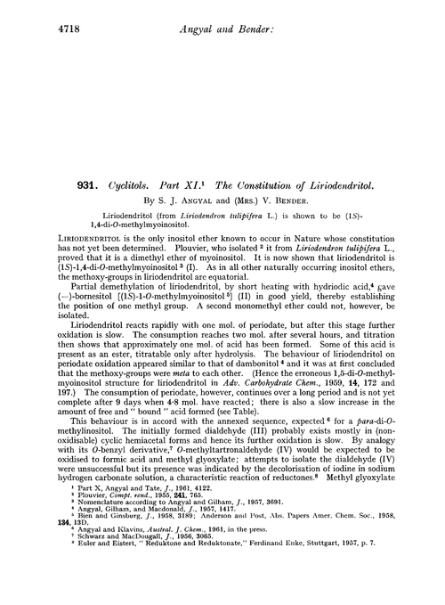 931. Cyclitols. Part XI. The constitution of liriodendritol