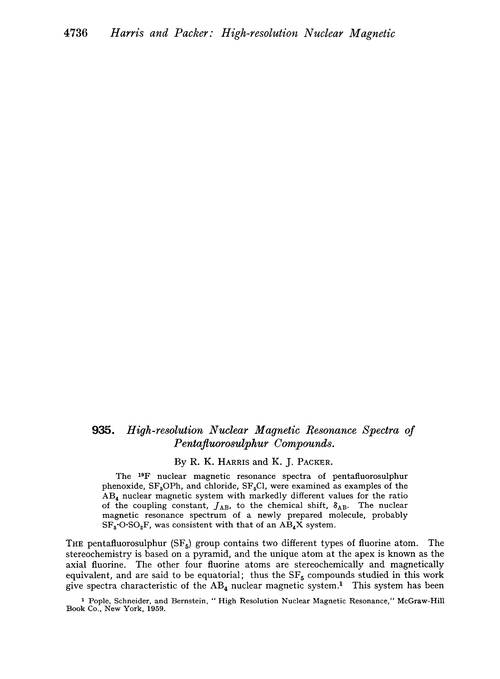 935. High-resolution nuclear magnetic resonance spectra of pentafluorosulphur compounds