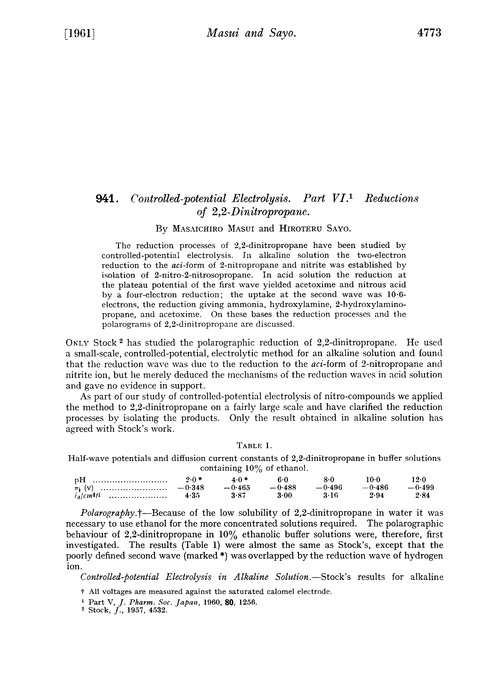 941. Controlled-potential electrolysis. Part VI. Reductions of 2,2-dinitropropane