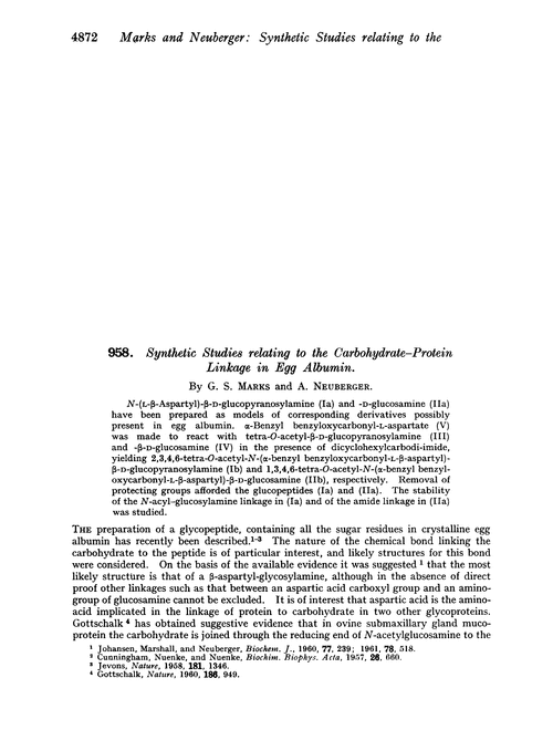 958. Synthetic studies relating to the carbohydrate–protein linkage in egg albumin