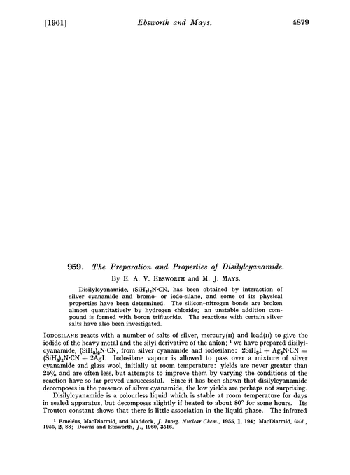 959. The preparation and properties of disilylcyanamide