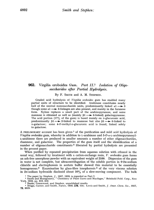 962. Virgilia oroboides gum. Part II. Isolation of oligosaccharides after partial hydrolysis