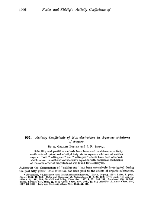 964. Activity coefficients of non-electrolytes in aqueous solutions of sugars