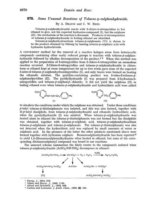 978. Some unusual reactions of toluene-p-sulphonhydrazide
