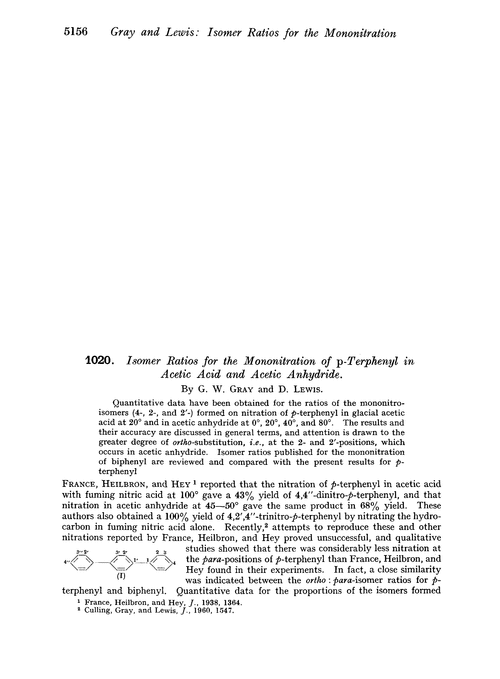 1020. Isomer ratios for the mononitration of p-terphenyl in acetic acid and acetic anhydride