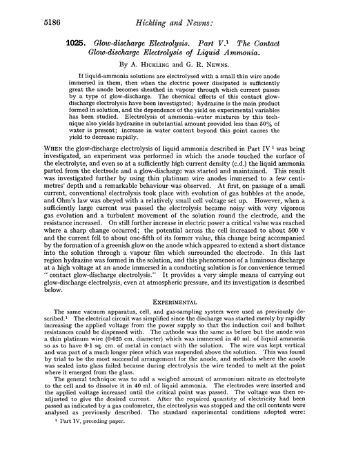 1025. Glow-discharge electrolysis. Part V. The contact glow-discharge electrolysis of liquid ammonia