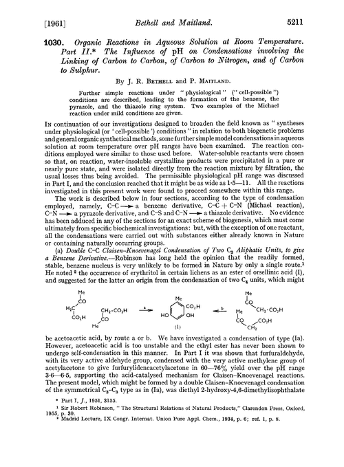 1030. Organic reactions in aqueous solution at room temperature. Part II. The influence of pH on condensations involving the linking of carbon to carbon, of carbon to nitrogen, and of carbon to sulphur