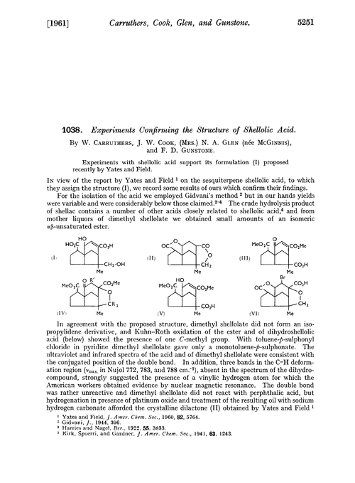 1038. Experiments confirming the structure of shellolic acid