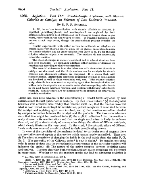 1065. Acylation. Part II. Friedel–Crafts acylation, with stannic chloride as catalyst, in solvents of low dielectric constant