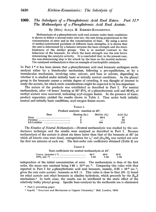 1069. The solvolysis of γ-phenyltetronic acid enol esters. Part II. The methanolysis of γ-phenyltetronic acid enol acetate