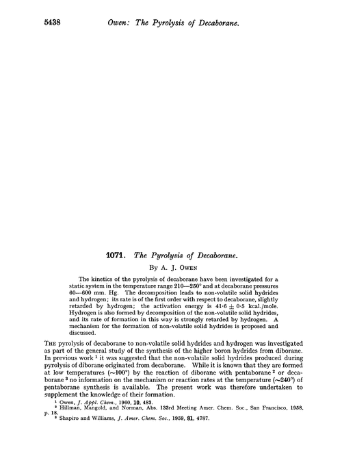 1071. The pyrolysis of decaborane