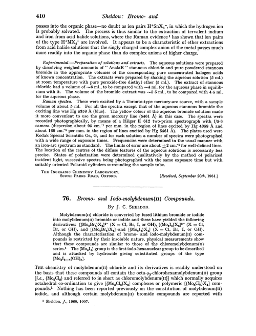 76. Bromo- and iodo-molybdenum(II) compounds