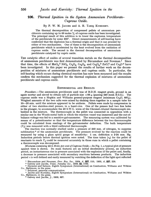 106 Thermal Ignition In The System Ammonium Perchlorate Cuprous