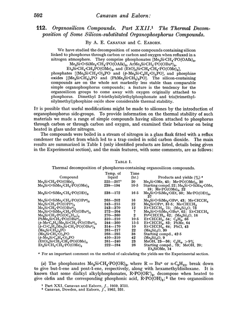 112. Organosilicon compounds. Part XXII. The thermal decomposition of some silicon-substituted organophosphorus compounds