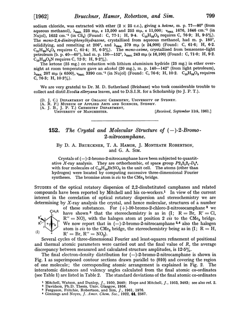 152. The crystal and molecular structure of (–)-2-bromo-2-nitrocamphane