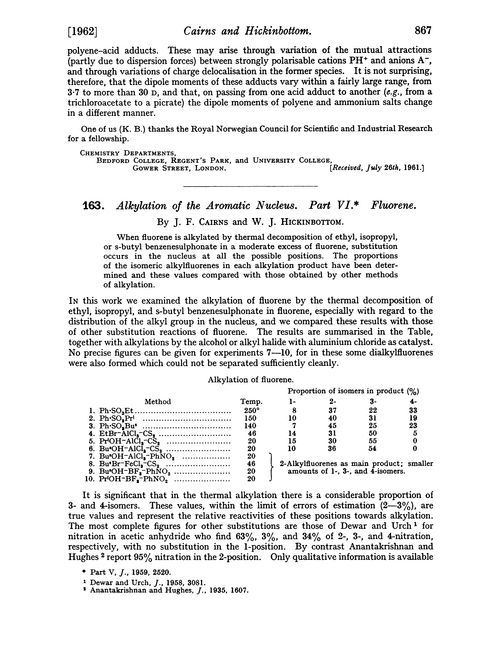 163. Alkylation of the aromatic nucleus. Part VI. Fluorene