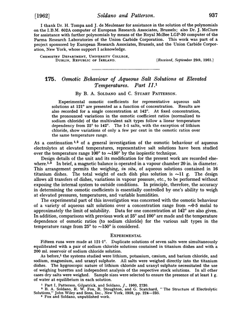 175. Osmotic behaviour of aqueous salt solutions at elevated temperatures. Part II