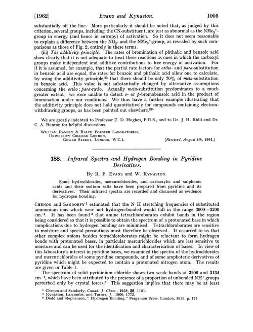 188. Infrared spectra and hydrogen bonding in pyridine derivatives