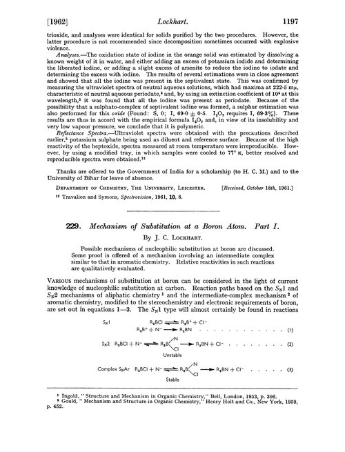 229. Mechanism of substitution at a boron atom. Part I