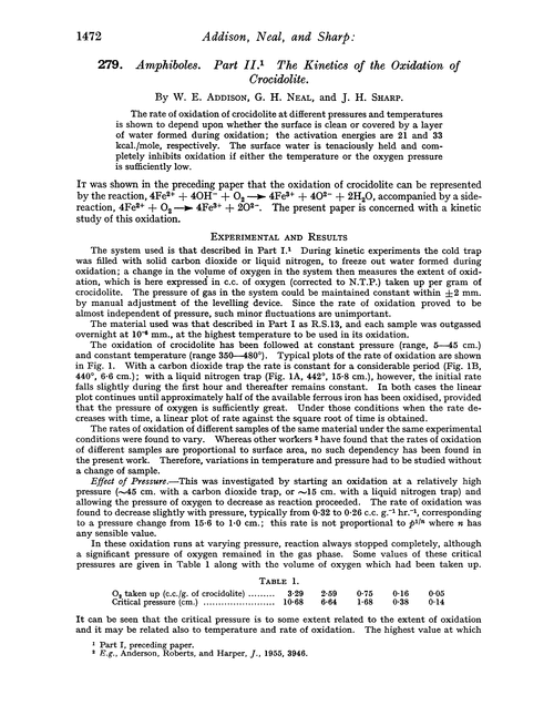 279. Amphiboles. Part II. The kinetics of the oxidation of crocidolite