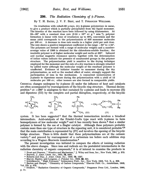 298. The radiation chemistry of β-pinene