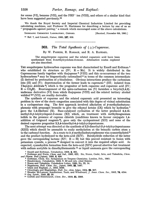 303. The total synthesis of (±)-cuparene