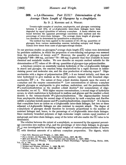 309. α-1,4-Glucosans. Part XIII. Determination of the average chain length of glycogens by α-amylolysis