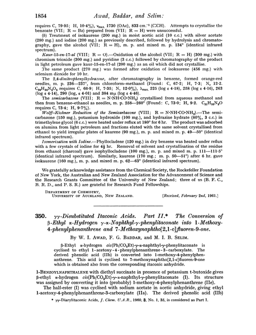350. γγ-Disubstituted itaconic acids. Part II. The conversion of β-ethyl α-hydrogen γ-α-naphthyl-γ-phenylitaconate into 1-methoxy-4-phenylphenanthrene and 7-methoxynaphtho[2,1-c]fluoren-9-one