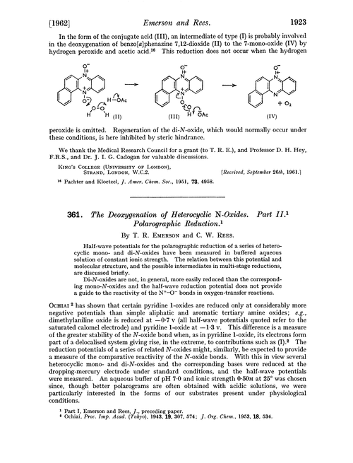 361. The deoxygenation of heterocyclic N-oxides. Part II. Polarographic reduction