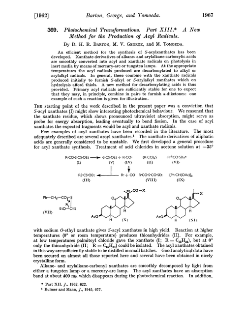 369. Photochemical transformations. Part XIII. A new method for the production of acyl radicals