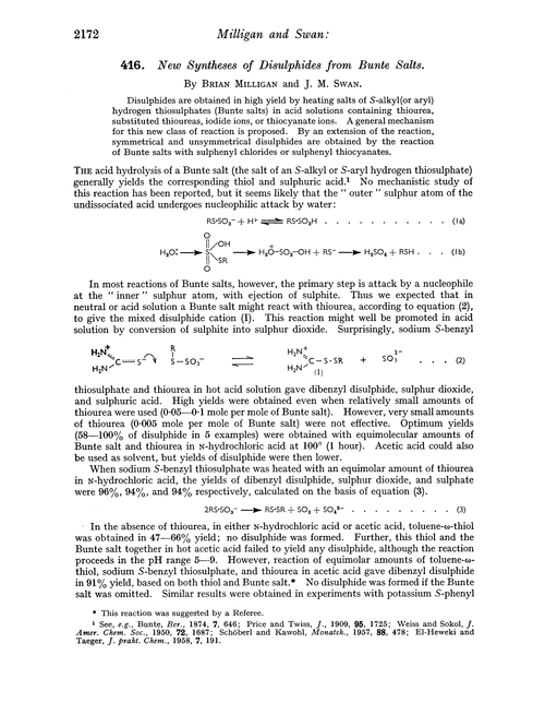 416. New syntheses of disulphides from Bunte salts
