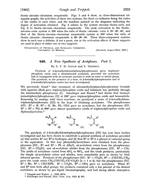 448. A new synthesis of acetylenes. Part I