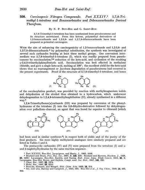 508. Carcinogenic nitrogen compounds. Part XXXIV. 5,7,8-Trimethyl-1-tetralone and benzocarbazoles and dibenzocarbazoles derived therefrom